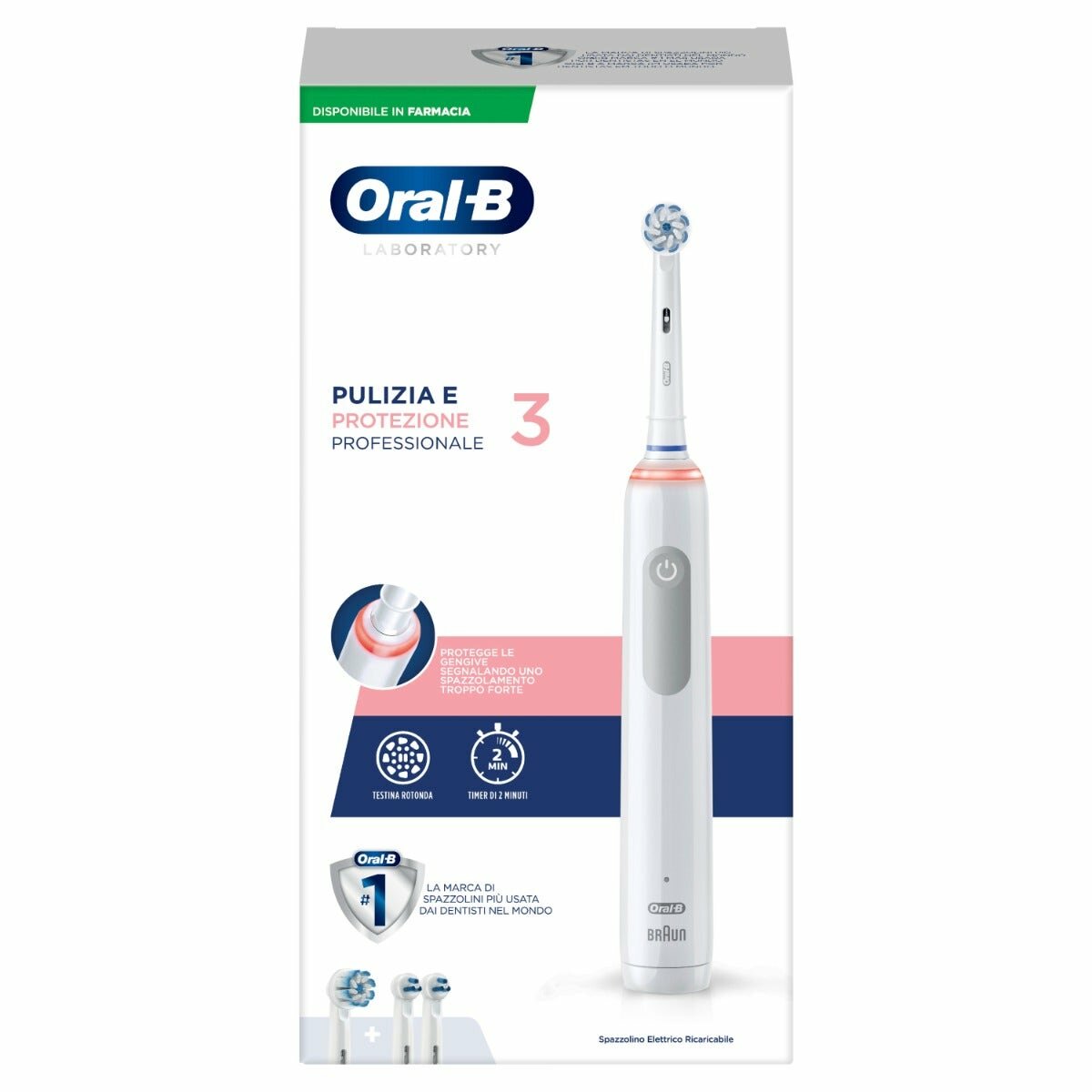 Oral-b pro 3 laboratory spazzolino elettrico + 2 refill