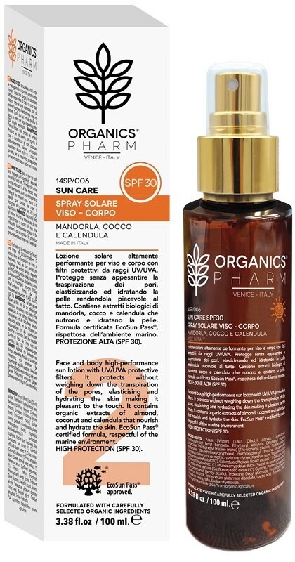 Organics pharm spray solare viso corpo spf30 100 ml