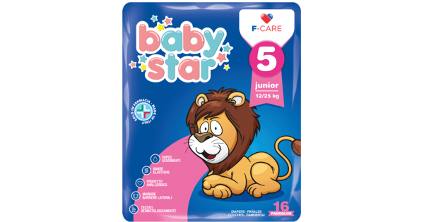 Pannolino babystar 12/25kg t5 16 pezzi