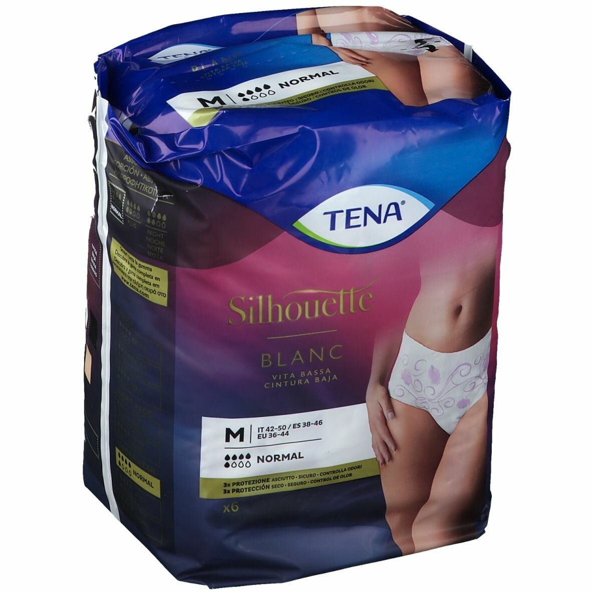 Pannolone a mutandina assorbente tena silhouette blanc medium 6 pezzi