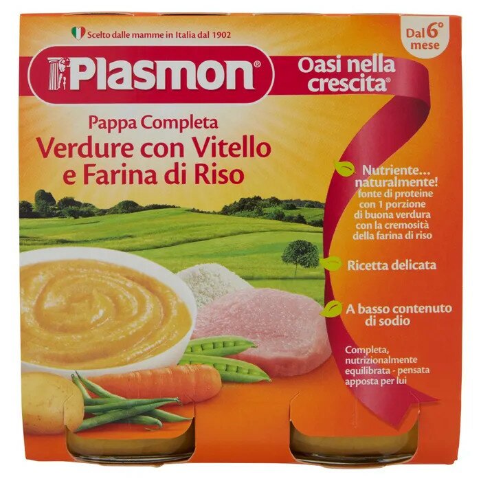 Plasmon omogeneizzato pappe vitello/verdura/riso 190 g x 2 pezzi