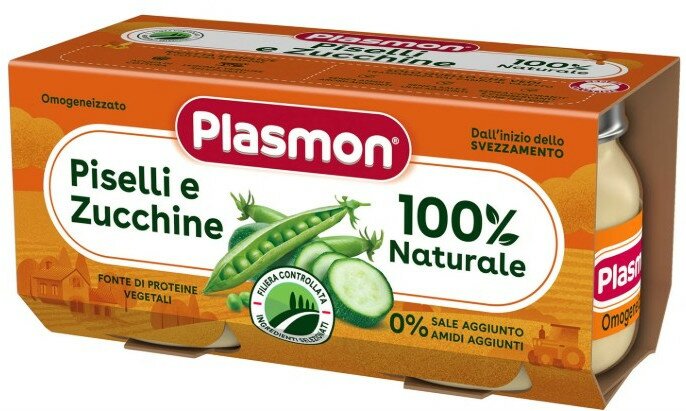 Plasmon omogeneizzato piselli zucchine 80 g x 2 pezzi