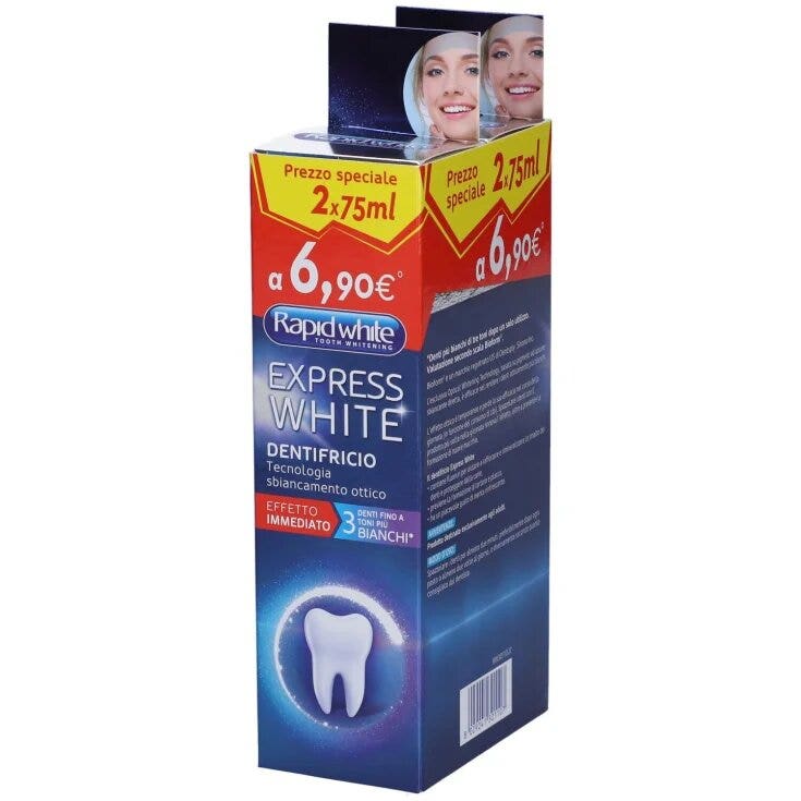 Rapid white dentifricio express white 2x75ml