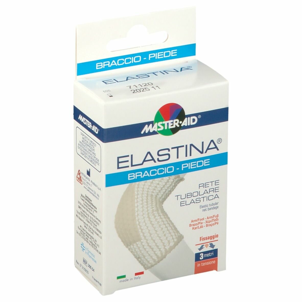 Rete tubolare elastica ipoallergenica master-aid elastina braccio/piede 3 mt in tensione calibro 4 cm