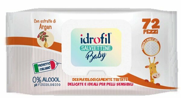 Salviettine baby argan 72 pezzi