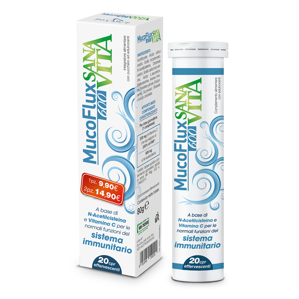 Sanavita mucoflux 600 20 capsule effervescenti
