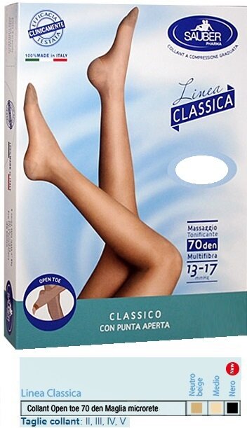 Sauber collant open toe maglia microrete 70 denari colore mediotaglia 2 linea classica