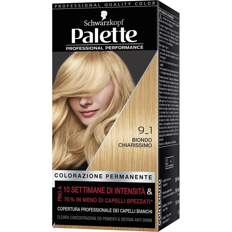 Schwarzkopf palette professional performance colorazione permanente 9-1 biondo chiarissimo 170g