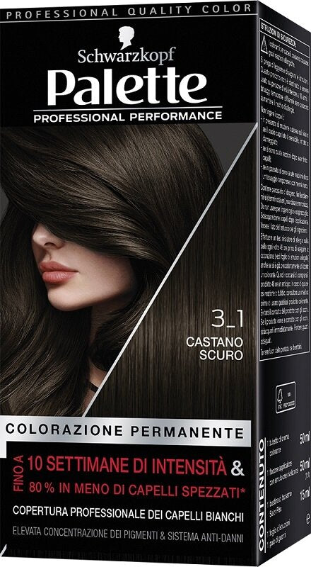 Schwarzkopf palette professional performance colorazione permanente per capelli tonalita' 3-1 castano scuro 170 g