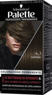 Schwarzkopf palette professional performance colorazione permanente per capelli tonalita' 4-1 castano 170 g