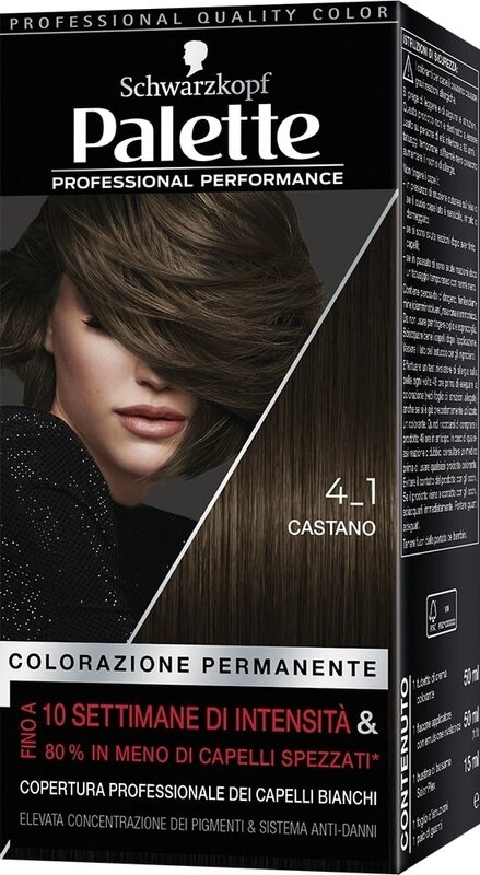 Schwarzkopf palette professional performance colorazione permanente per capelli tonalita' 4-1 castano 170 g