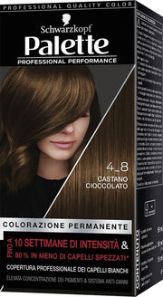 Schwarzkopf palette professional performance colorazione permanente per capelli tonalita' 4-8 castano cioccolato 170 g