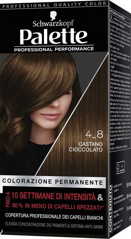Schwarzkopf palette professional performance colorazione permanente per capelli tonalita' 4-8 castano cioccolato 170 g