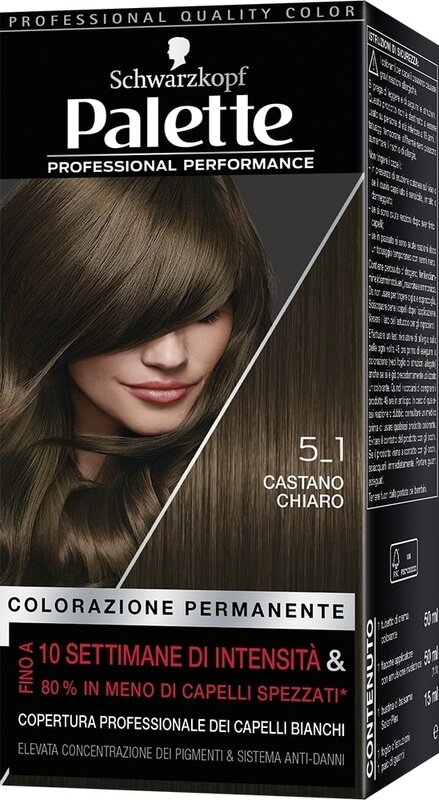 Schwarzkopf palette professional performance colorazione permanente per capelli tonalita' 5-1 castano chiaro 170 g