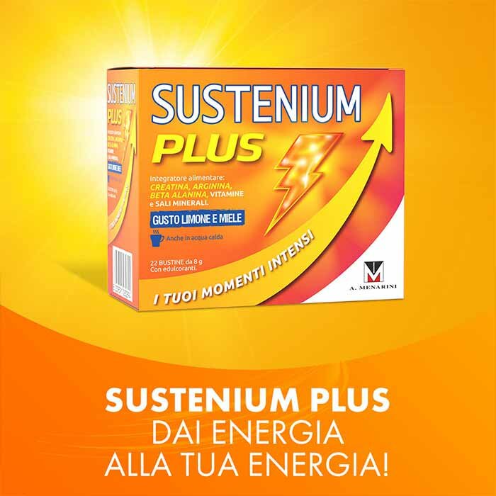 Sustenium plus, integratore energizzante gusto limone e miele 22 bustine