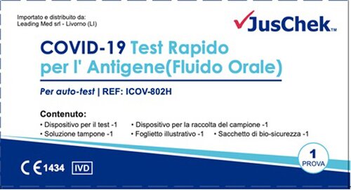 Test antigenico rapido covid-19 juschek autodiagnostico determinazione qualitativa antigeni sars-cov-2 in campioni salivari mediante immunocromatografia