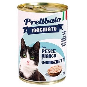 Unipro gatto prelibato macinato con pesce bianco e gamberetti 400g
