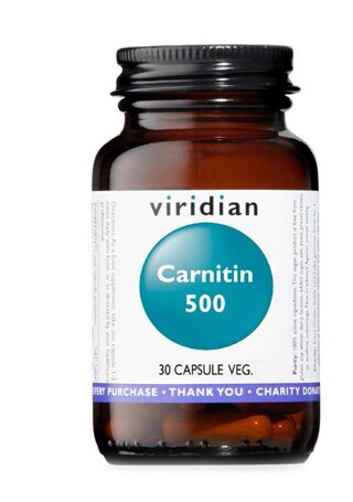 Viridian carnitin 500 30 capsule viridian carnitina 500