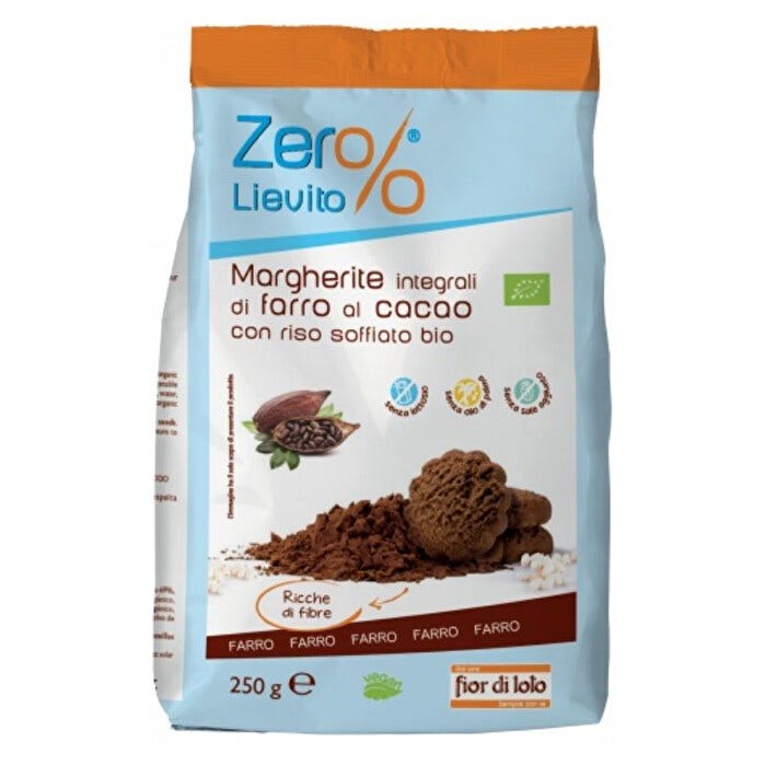 Zer%lievito margherite di farro con cacao e riso soffiato 250 g